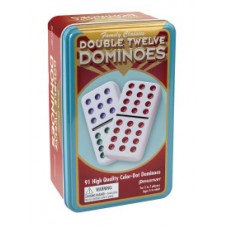 Dominoes: Double Twelve Color Dot Dominoes in Tin
